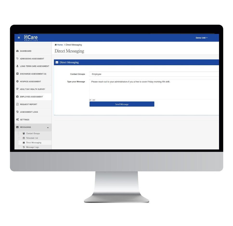 Care Messaging scheduling and notification dashboard